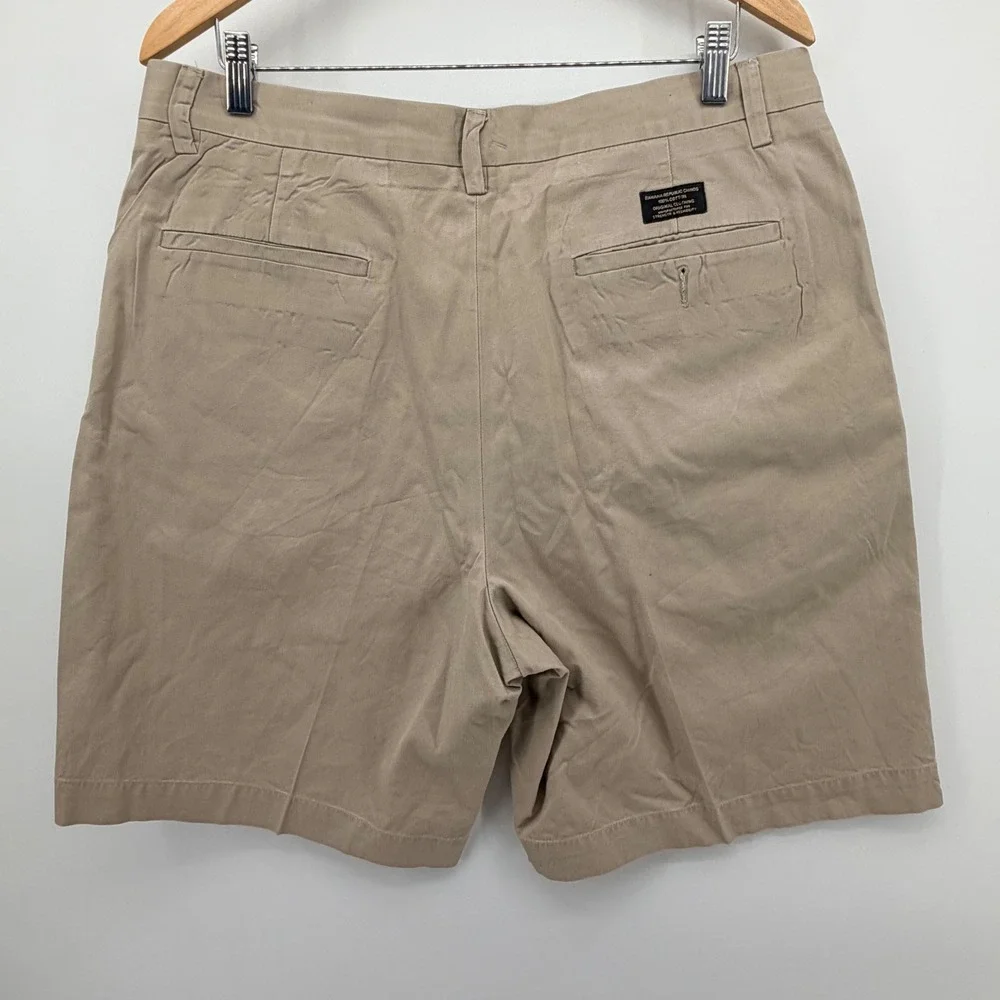 Banana Republic Smithfield Shorts 36 Khaki Cotton Pleated Chino Mens